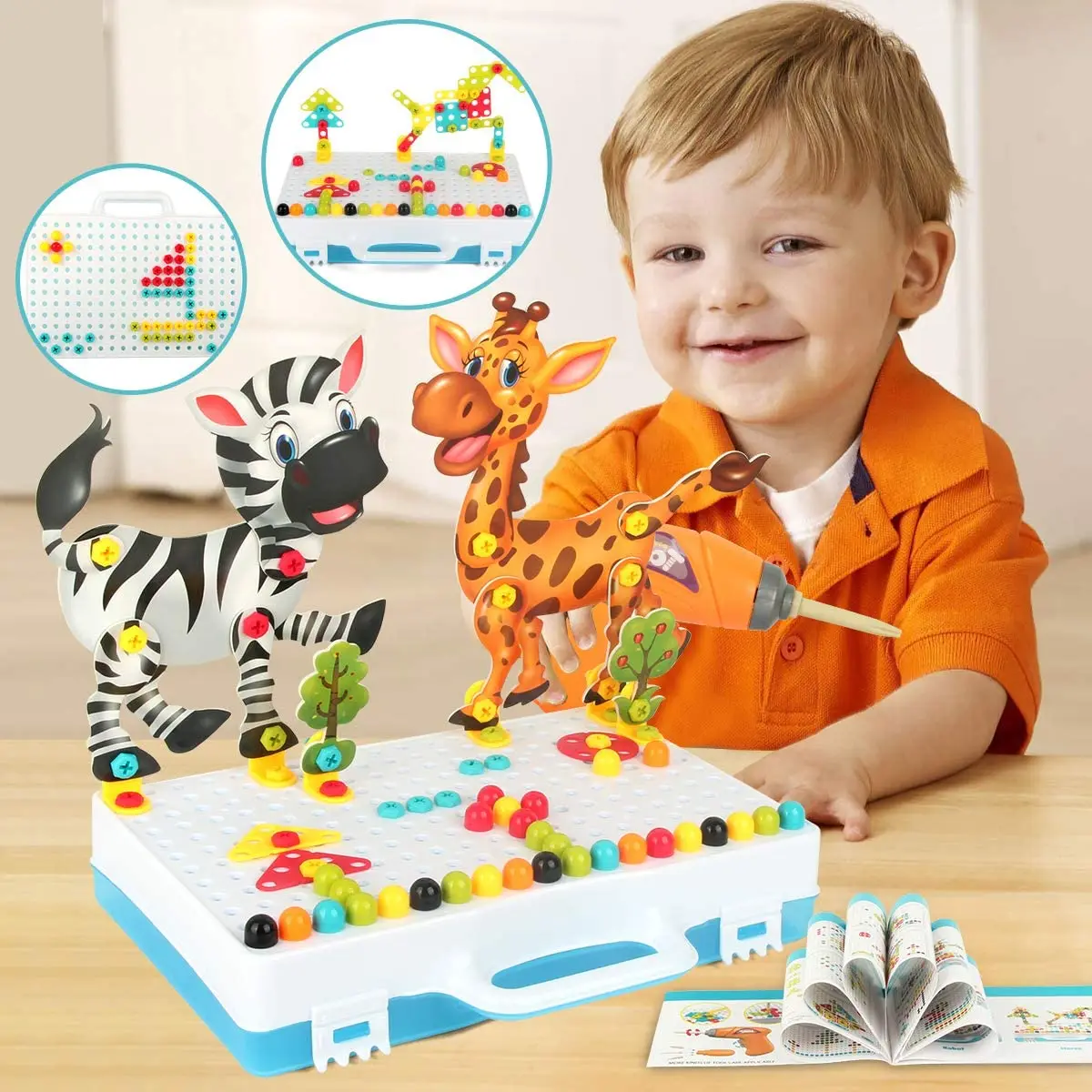

Montessori Boys Building Blocks Games Drill Pretend Play Toy For Children 4 To 6 Years DIY Educational Building Toys Child Gift