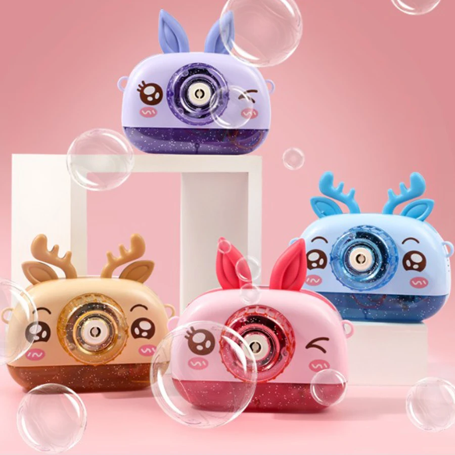 

1set Novelty Games toy cartoon color electric deer automatic bubble blowing camera boy and girl children gift