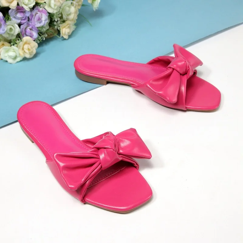 Summer Women Flat Shoes Beach Slippers Bowknot Sandals Open Toe Outdoor Slides Casual Ladies Flip Flops Sandalias Mujer | Обувь