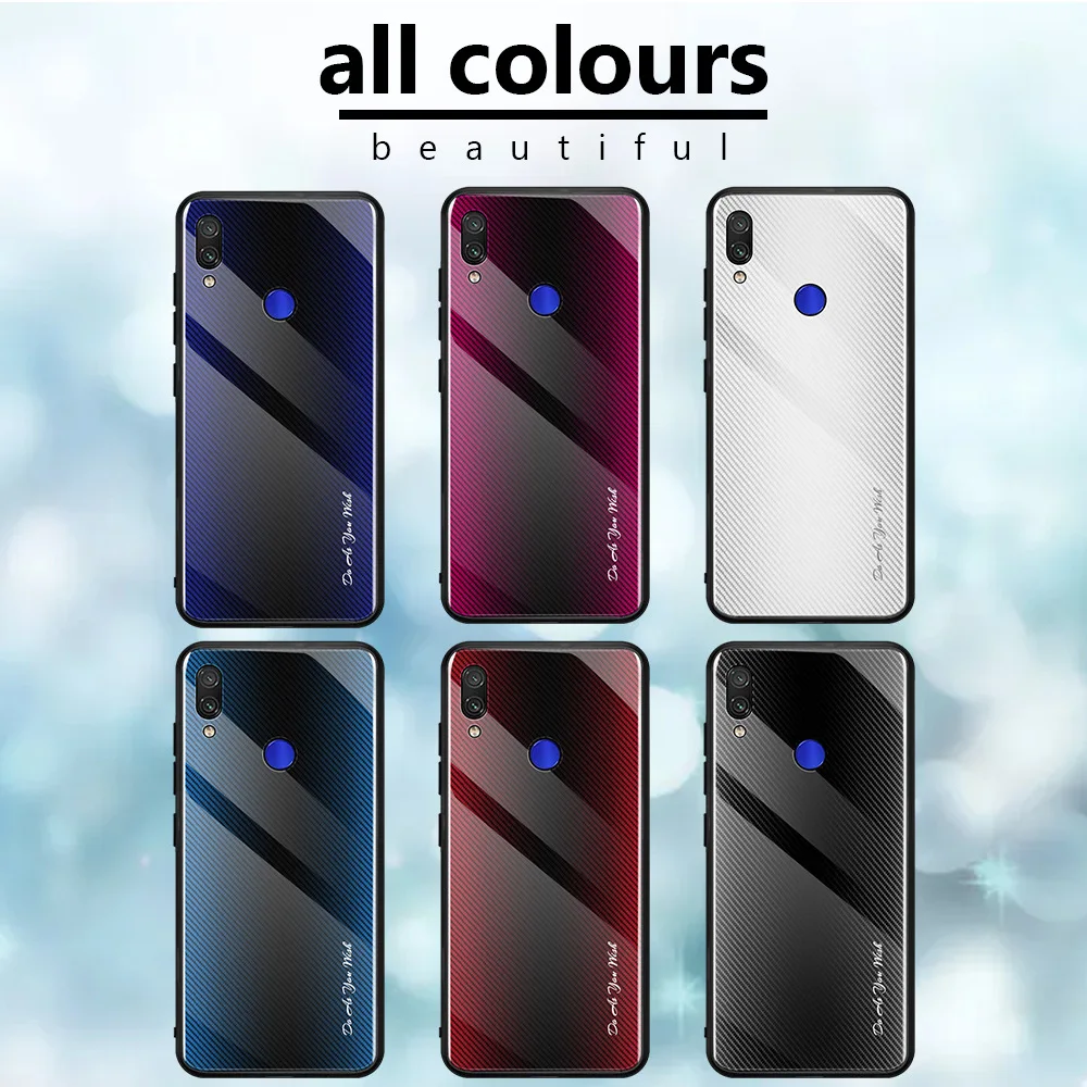 

Gradient Tempered Glass Case For Xiaomi Redmi Note 8 7 6 5 Pro Mi 9 Mi9 9se 7A A3 Lite cc9 cc9e k20 pro Cover Protective Fundas