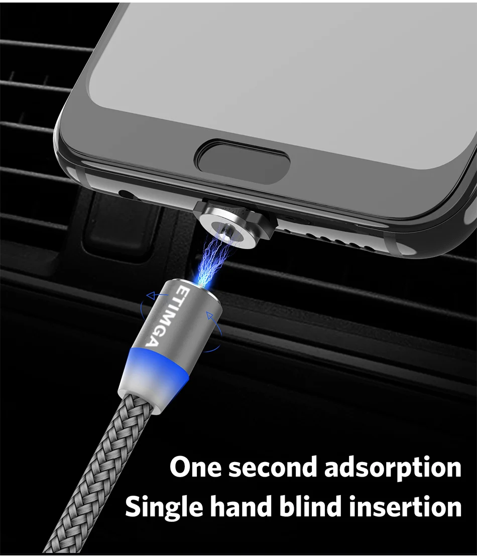 Магнитный usb-кабель ETIMGA кабель для быстрой зарядки типа C магнитный и передачи