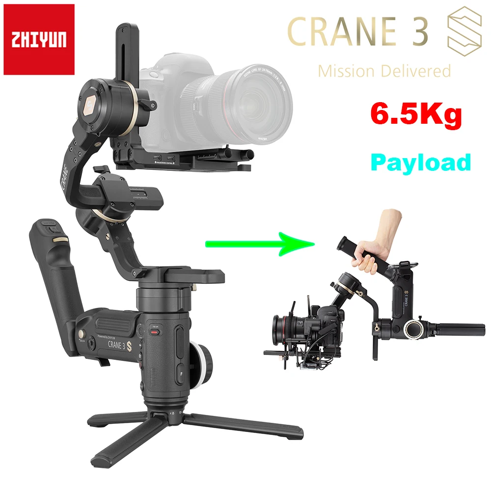 Zhiyun Crane 3S 3 Axis передачи изображения стабилизатор 6 5 кг грузоподъемность для