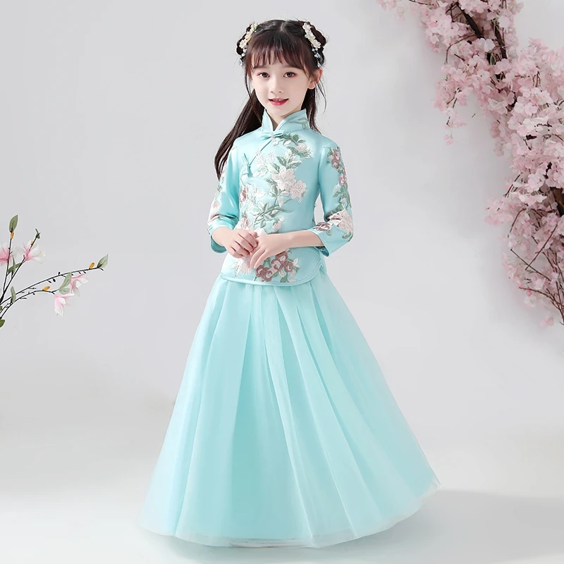 Платье с цветочным узором для девочек романтический свадебный банкет кружевное