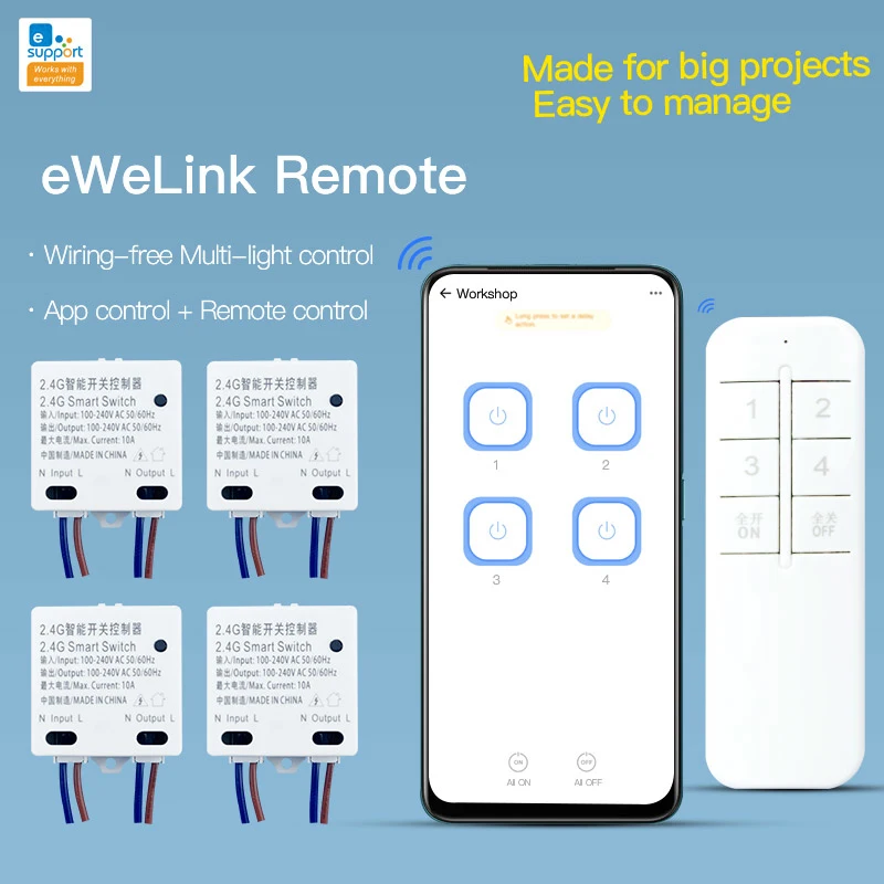 

BASIC-2.4G Smart Home RM 2.4G Smart Switch Modification Module Bluetooth-compatitle Protocol EWeLink APP Control Dropshipping