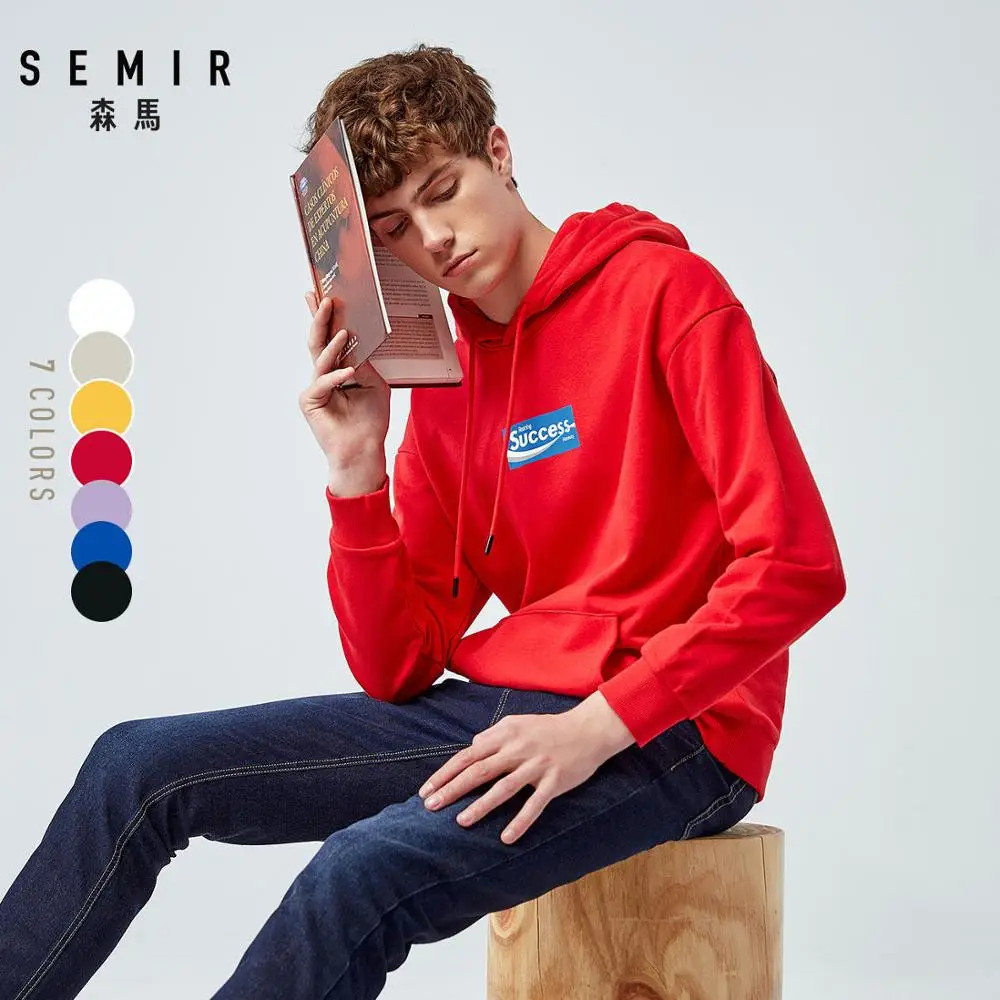 Толстовка SEMIR мужская с капюшоном пуловер Свитшот из мягкого хлопка уличная