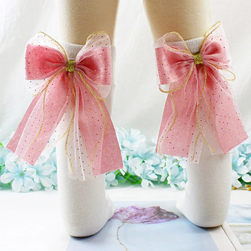

Children Cotton Socks Knee High Toddlers Girls Sock Big Bows Soft Infant Baby Long Tube Sock Kids School
