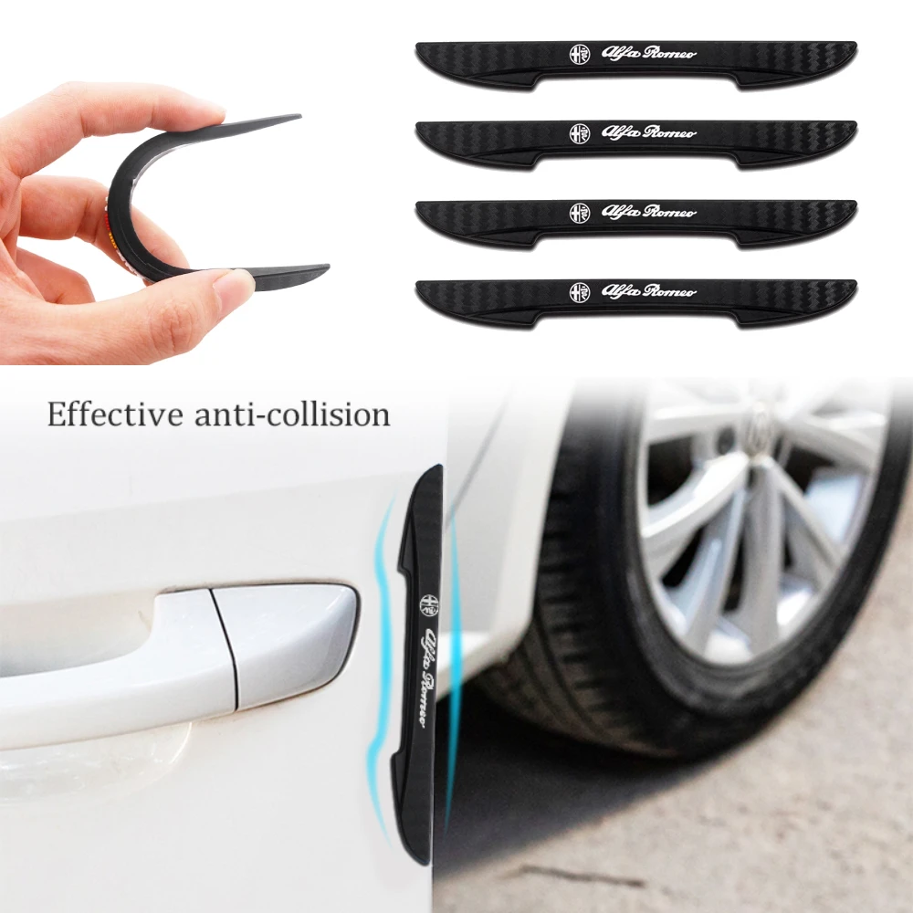 

4Pcs Rubber Protective Crash Car Sticker Anti-Collision Door Side Bumper Strip Decal For Alfa Romeo 156 147 159 166 Mito GT