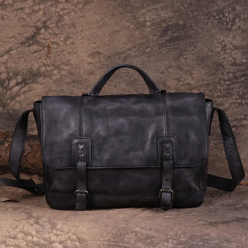 Vintage Distressed Leather Men Shoulder Bag Portable Messenger Street Bags Hand-colored Motorcycle Tide Male Soft Tc |