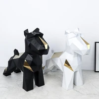 home decor nordic simple modern black and white geometric diamond titanium dog figurines for interior sculpture decorations