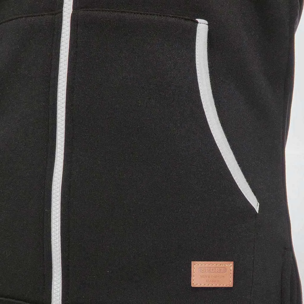 Мужской однотонный комбинированный комбинезон повседневный цельный на молнии с