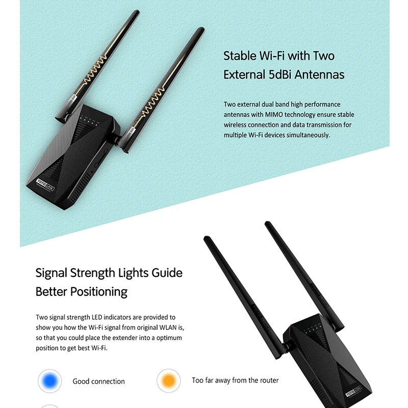 TOTOLINK AC1200 WI FI расширитель диапазона Dual Band ретранслятор EX1200T усилитель сигнала 2 4 г/5