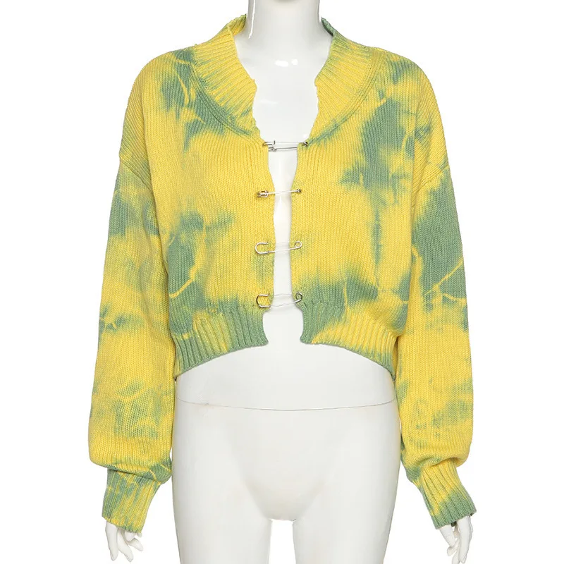 

Spring Autumn Women's Chic Design Pin Cardigan Casual Knitted Jacket Fashion Knitted Long Sleeve Jacket Ladies Loose StreetWear
