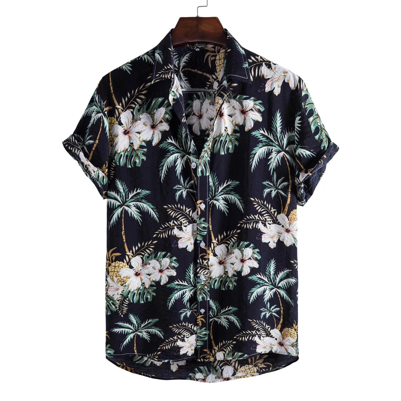 

Men Shirts 2020 Designer Summer Casual Printed Pockets Short Sleeve Shirts Daily Wearing Hawaiian Ventilated Cool Loose Clothes