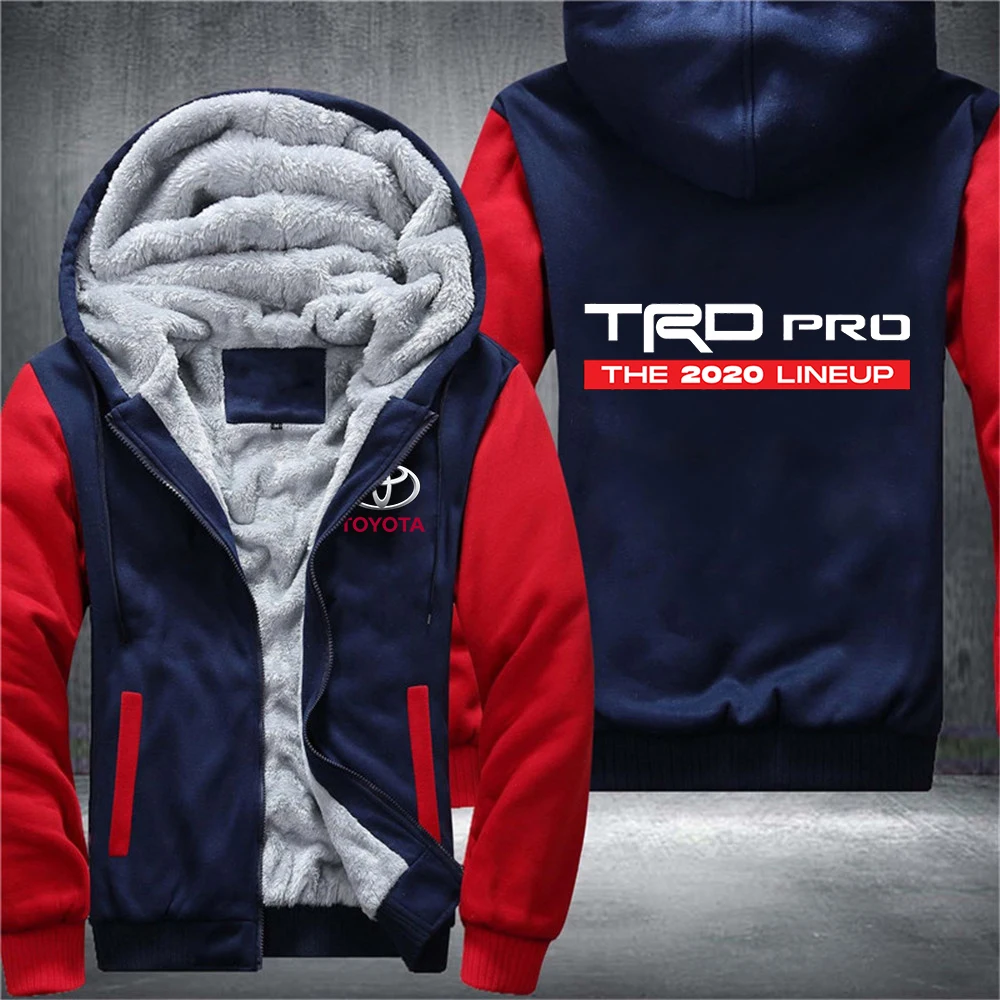 

2021 Winter Men Brand Print Toyota TRD Pro Car Logo Thicken Jacket Sport Male Hoodies Zipper Sweatshirt tracksuit College Coat