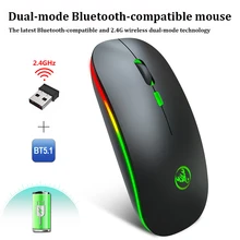 Wireless Mouse Bluetooth Computer Silent Rechargeable Ergonomic Mause With USB Optical Mice Dual Mode 2.4Ghz + Bluetooth 2 In 1