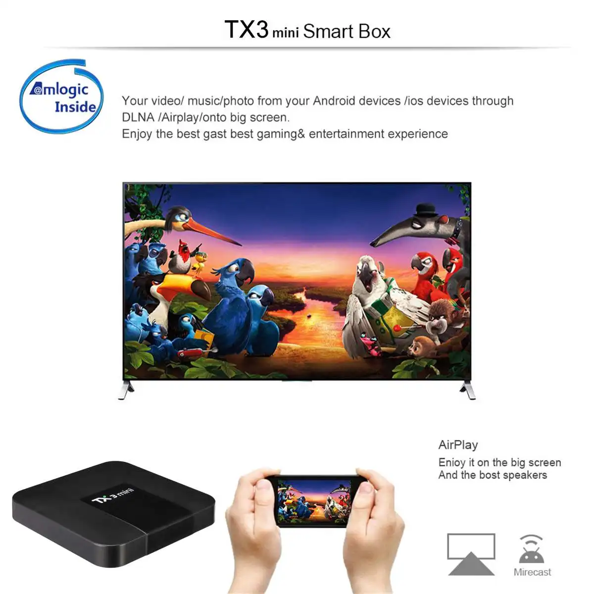 TX3 Мини Смарт ТВ-приставка Android 8 1 Amlogic S905W 4 Гб 64 2 4G WiFi 1080p 4K медиаплеер Google TX3mini |