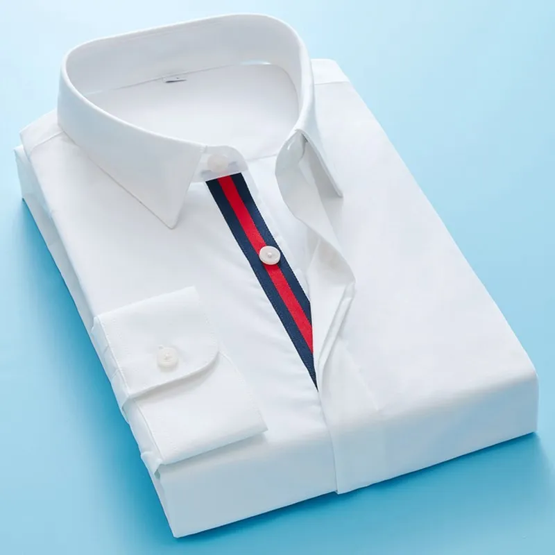 Рубашка мужская приталенная с вышивкой пчелы модная сорочка длинными рукавами