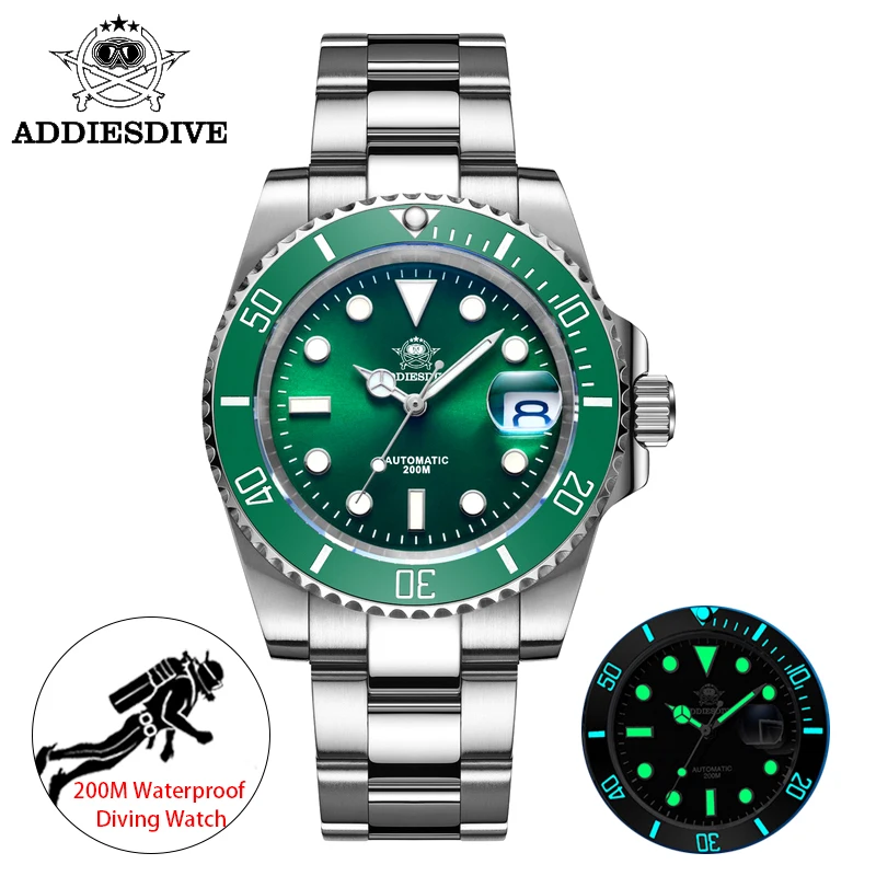 

Addies Dive Men's Watch Luminous Dial Sapphire Crystal 316L Stainless steel Watch 200m Diving NH35 Automatic Mechanical Watches