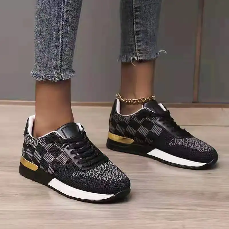 

Women Lace Up Sneaker Casual Suede Leather Breathable Mixed Color Platform Sport Shoes Autumn Fashion Running Walking Sneakers