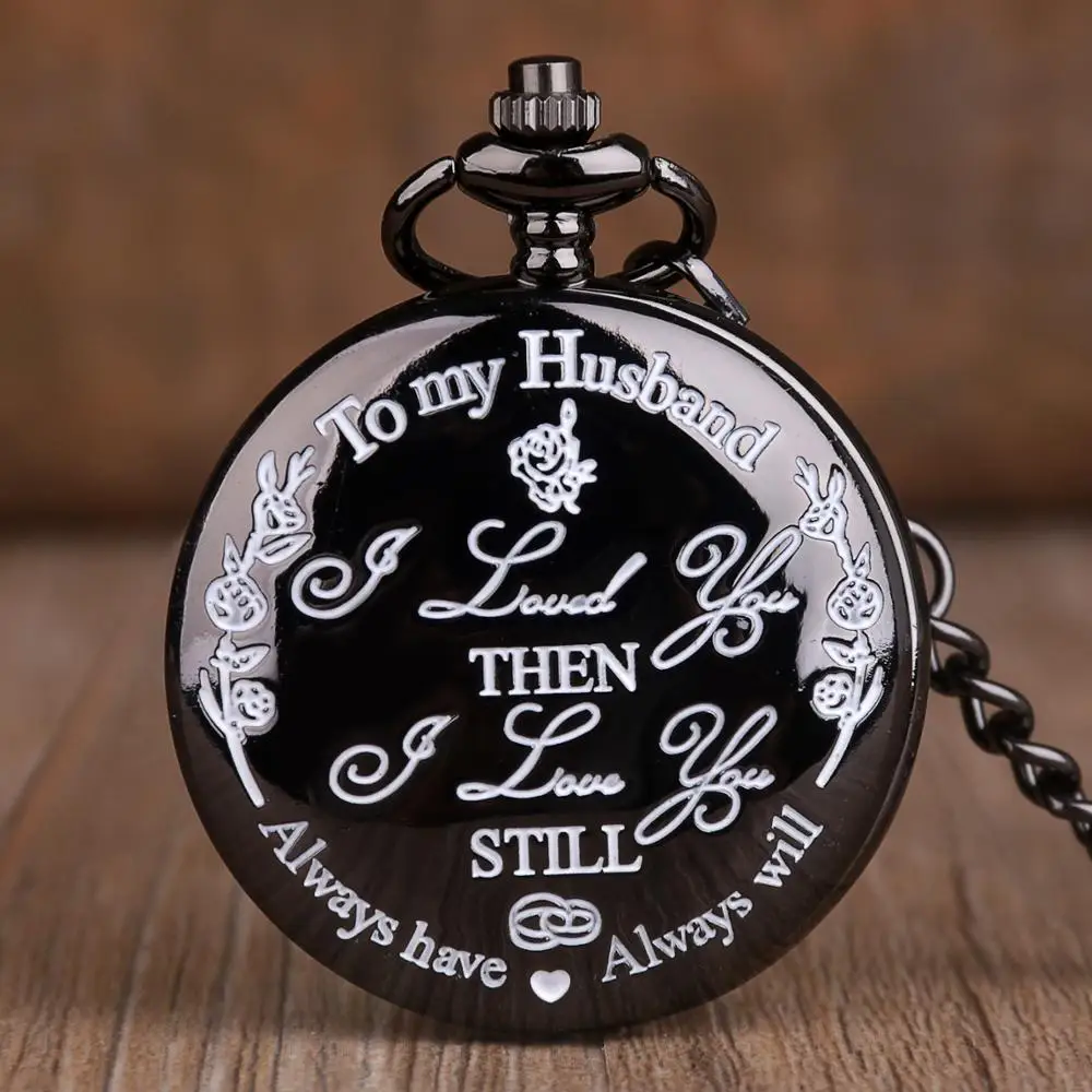 

"To My Husband"Creative Lettering Quartz Pocket Watches Vintage FOB Chain Pocket Watch Best Gifts for Lover Husband Fob watch