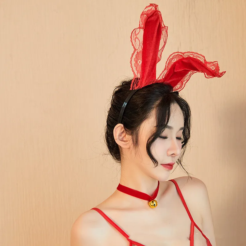 

Girl Cosplay Bunny Girl Perspective Sexy Tight-fitting Open Crotch Jumpsuit Women's Erotic Sexy Lace Suspender Pajamas Stockings