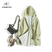 amor live 2019 hooded wool winter coat for woman zipper casual thick warm jacket female oversize hooded outwear %d0%bf%d0%b0%d0%bb%d1%8c%d1%82%d0%be