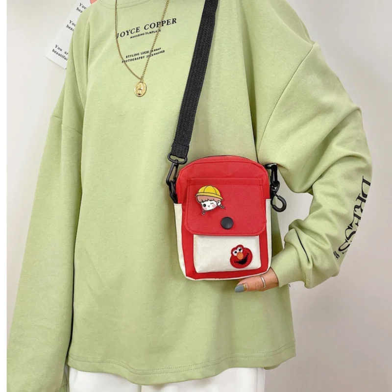 

2021 Summer New Women's Bag Flap Single Shoulder Messenger Sewing Cartoon Animation Student Single Shoulder Canvas Bungee Bag