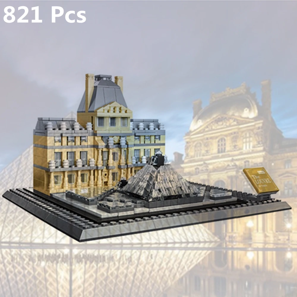 Новинка, 821 шт., серия WANGE architecture, Франция, Лувр, строительные блоки, наборы, кирпичи, классический городской пейзаж, модель, детские игрушки