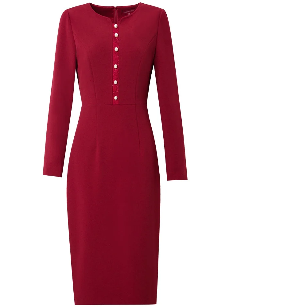 new Superior quality Package hip hot sexy dress autumn Women Party Dress Plus Size Pure color Long sleeves winter dresses - Цвет: Красный