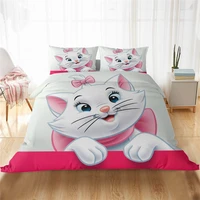 cartoon pink printing marie cat childrenkid bedding sets 100 polyester duvet cover pillowcase queen king size bed set