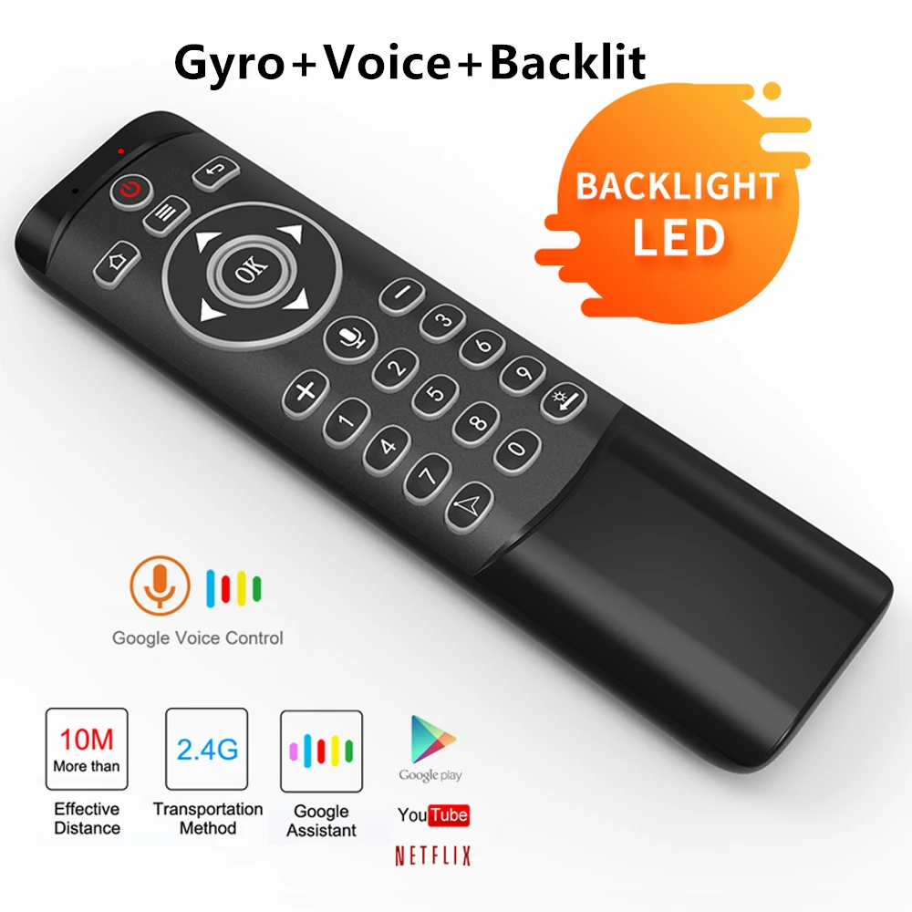 voice gyro Backlit L8star Голосовая воздушная мышь беспроводная 2,4G Универсальный пульт дистанционного управления с микрофоном ИК обучающий гироскоп для X96 max Android tv BOX - Цвет: voice gyro Backlit