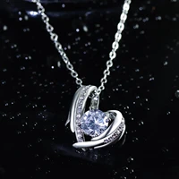 new cute heart mystic crystal pendant clavicle necklaces for women silver color wedding necklace mothers day gift