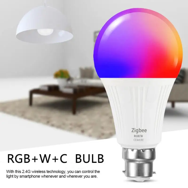 

Умная Светодиодная лампа Tuya Zigbee E22, энергосберегающая приглушаемая лампа с RGB + CW, с голосовым управлением, для Alexa Google Home