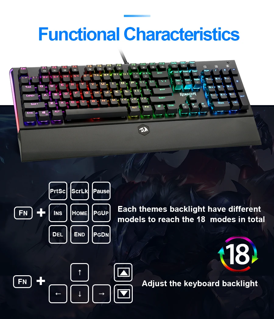 Redragon K569 Rgb алюминиевая USB Механическая игровая клавиатура синий переключатель со светодиодной подсветкой 104 ключ анти-ореолы проводной ПК компьютер геймер