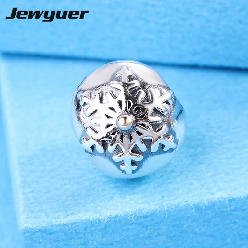 

Снежинка, застежка, шармы, бусины из стерлингового серебра, ювелирные изделия, подходят для бусин, Шарм-браслета «сделай сам» для женщин, рождественский подарок KT0233