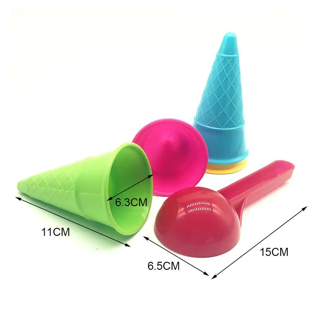 

5pcs/lot Baby Beach Sand Toys Ice Cream Cone Scoop Outdoor Play Water Games Sport Mould Sand For Kids Toys Playset Pretend G8A4