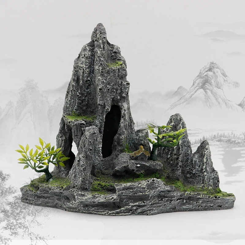 

Ornament Creative Resin Artificial Beautiful Ornament Hill Landscape Mountain Decor Rockery for Aquarium Fish Tank
