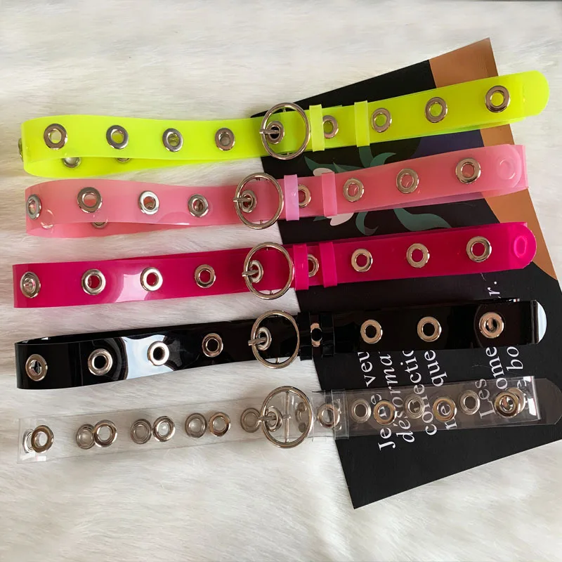 

Fashion Belts For Women Luxury Designer Brand Color Transparent Female Belt Hollow Eyelet PVC Waistband Jelly Waist Strap Cinto