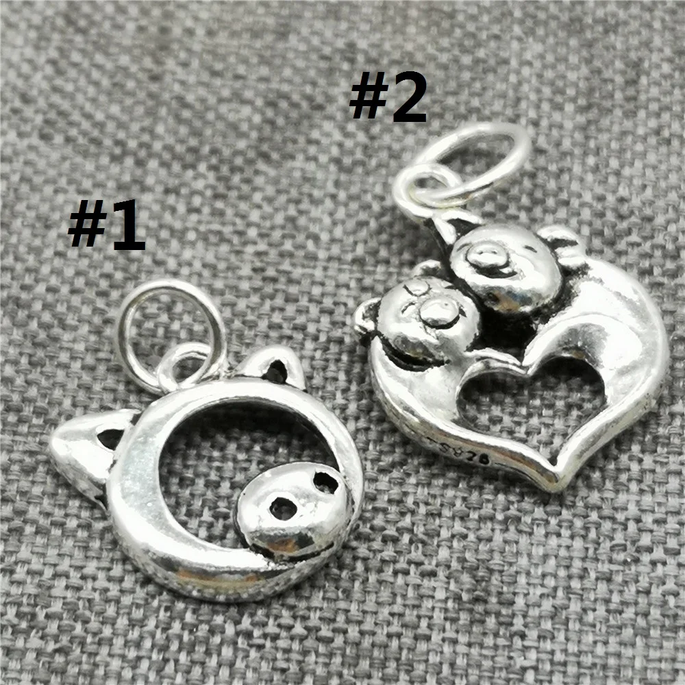 3 Pieces 925 Sterling Silver Pig Piggy Charms with Love Heart for Bracelet