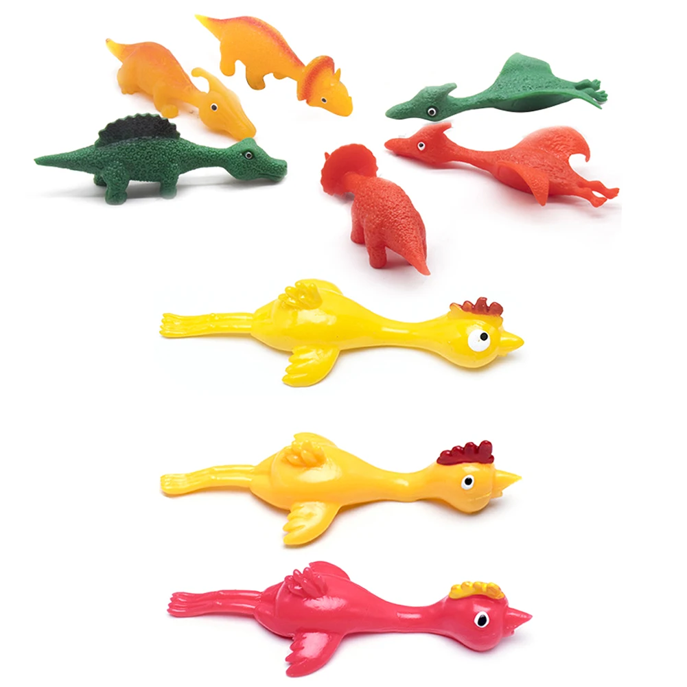 

Pressure Reduction Fun Creative Gifts TPR Dinosaur Simulated Animal Finger Catapult Kid Slingshot Flying Dinosaur Toy