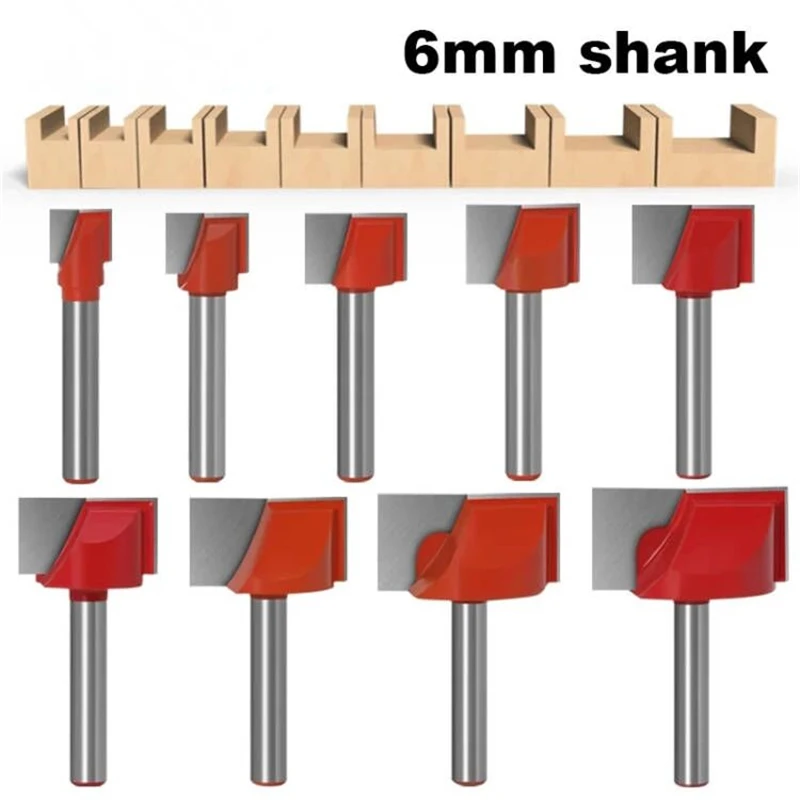 

6mm Shank Surface Planing Bottom Cleaning Wood Milling CNC Cutter Engraving Knife Router Bit Woodworking Tool 10-32mm