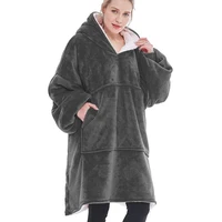 oversized hoodie blanket with sleeves sweatshirt plaid winter fleece hoody women pocket female hooded sweat oversize femme pajam