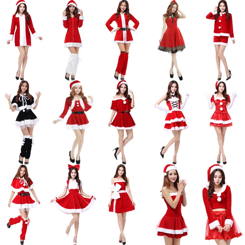 

Elegant Women Dress 2019 New Ladies Cosplay Costume Christmas Santa Claus Stage Show Clothing Sexy Red COS Dancing Robe Gowns