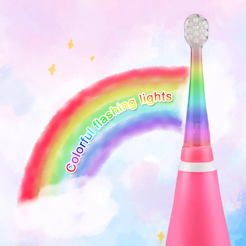 7 цветов Светодиодная электрическая зубная щетка подходит для детей 0 3 лет