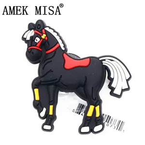 Украшения для обуви с высокой имитацией, 1 шт., черные пряжки для обуви в виде темной лошади, очаровательные черные аксессуары, подходят для браслетов, подарки для детей Croc JIBZ