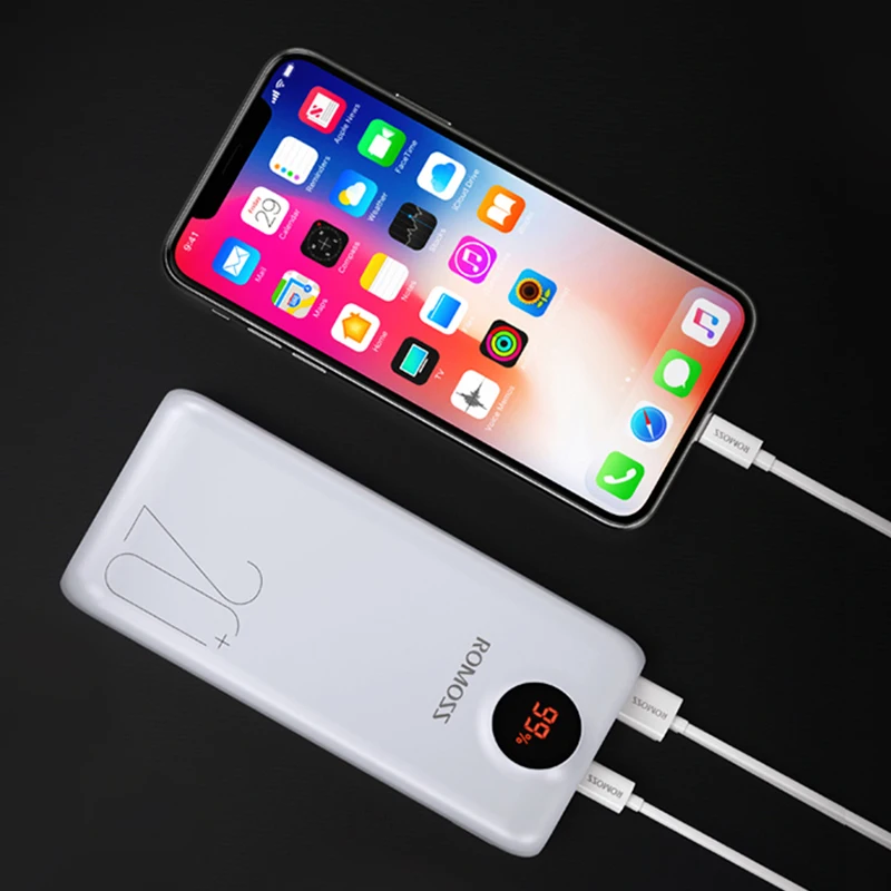 ROMOSS SW20PS+ 20000мАч power Bank Внешний аккумулятор PD3.0 Быстрая зарядка с светодиодный