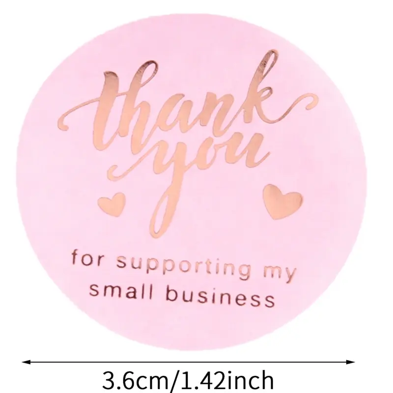 

500Pcs/roll Thank You Stickers Labels Seals Thank You for Supporting My Small Business Stickers Roll Round Kraft Labels 3.8cm