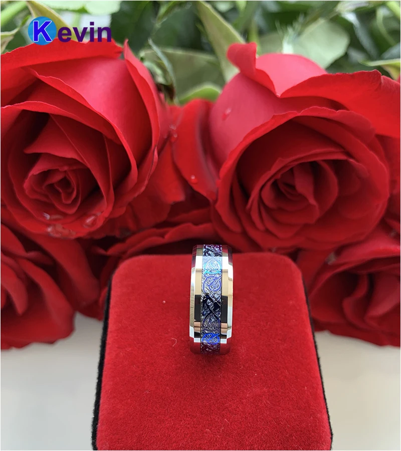 Женские обручальные кольца Engagemnet вольфрамовые мужские с ярким метеоритом и