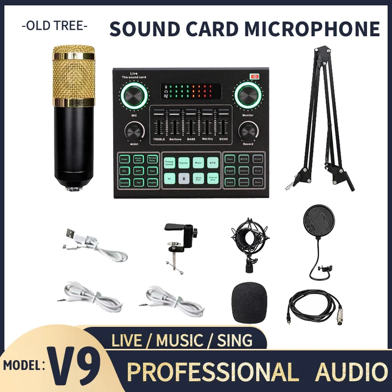 Лидер продаж звуковая карта V9 BM800 Pro микрофон микшер аудио DJ стойка