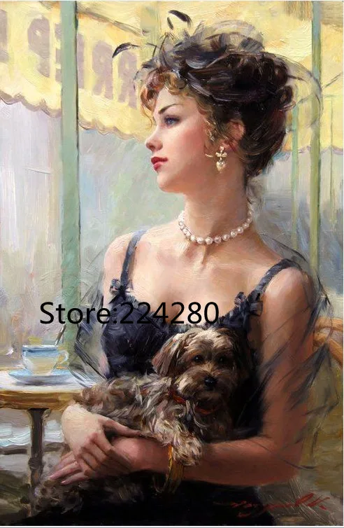 

Pretty girl and cute puppy oil painting Needlework, Cross stitch kits Stylish for Embroidery,Patterns 14CT DIY Handmade